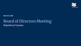 Board of Directors Meeting - March 24, 2022