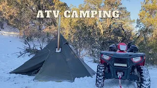 Winter ATV Camping In A One Tigris Hot Tent