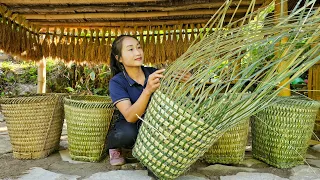 Bamboo basket weaving process - Harvest green vegetable garden goes to market sell | Ly Thi Tam