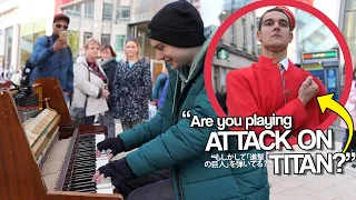 I Played *Every* ATTACK ON TITAN OP On Piano In Public!!