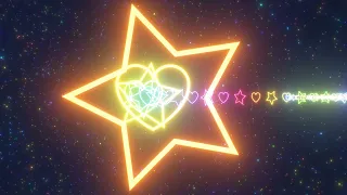 Fly In Endless Rainbow Neon Glowing Tunnel Of Heart And Star Shapes 4K 60fps Wallpaper Background