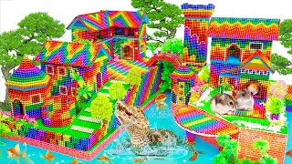 Build Fishing Village Beside The River For Crocodile With Magnetic Balls (Satisfying) - Magnet Balls