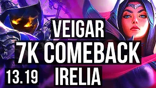 VEIGAR vs IRELIA (MID) | 3.6M mastery, Comeback, 2400+ games | KR Diamond | 13.19