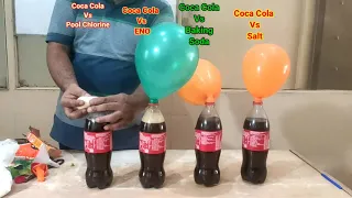 Experiment : Coca Cola VS Salt Vs Baking Soda Vs Eno Vs Pool Chlorine (The Mentos Father)