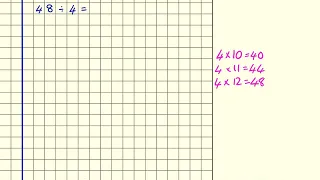 Division   recalling and using known facts (48 ÷ 4)