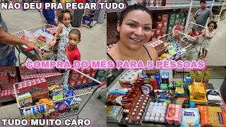 COMPRA DO MÊS COMPLETA PARA 5 PESSOAS 🌟| ESTAVA FALTANDO TUDO- QUANTO FICOU??? VLOG NO MERCADO