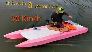 Building boats with two hulls 8 Motor 775 Speed 30 km / h | Make a boat with plywood