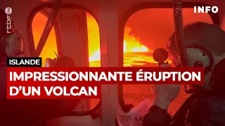 Islande : impressionnante éruption d'un volcan - RTBF Info