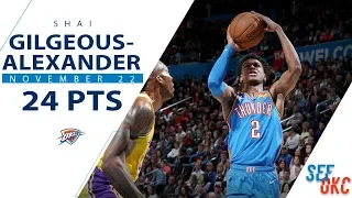 Shai Gilgeous-Alexander's Full Highlights: 24 PTS vs Lakers | 2019-20 NBA Season - 11.22.19