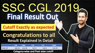 SSC CGL 2019 Final Result Out| Explained in Detail| Post-wise and Category-wise cutoff