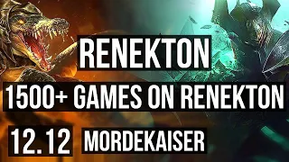 RENEKTON vs MORDEKAISER (TOP) | 1500+ games, 6 solo kills, 900K mastery | KR Master | 12.12