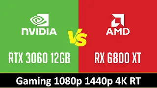 RTX 3060 12GB vs RX 6800 XT - Gaming 1080p 1440p 4K RT (i7 12700KF)