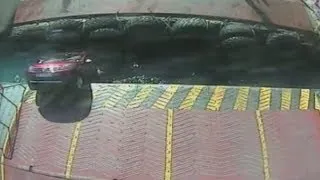 Shocking CCTV: Car slips off ramp and crushed by ferry