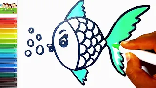 fish drawing and colouring for kids | easy drawings #art #colors #fishdrawingeasy