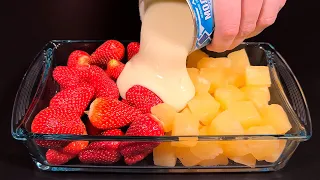 Whisk condensed milk with strawberries and pineapple! The best American dessert without baking!