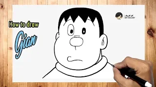 How to draw Gian from Doraemon