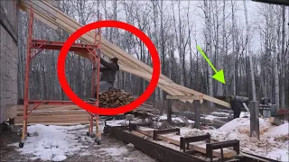 Building And Installing Large Rafters On Our Post And Beam Building.