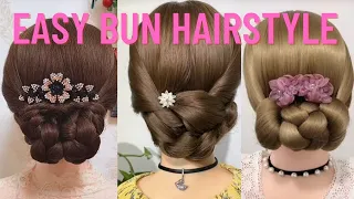 Beautiful Bun Hairstyle For Short Hair 🔥✨💞 || #hairstyle #hair