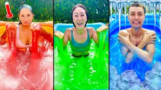 ONE COLORED SLIME POOL CHALLENGE!!