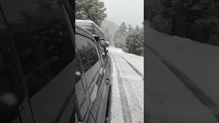 snowing in Big Bear, California