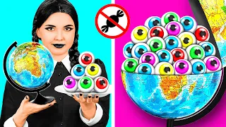 Wednesday Addams | How To Sneak Candy In Class by HAHANOM Challenge