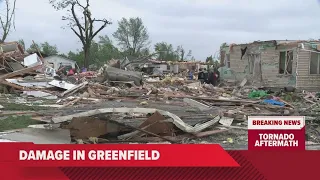 Aftermath of tornado damage in Greenfield, Iowa