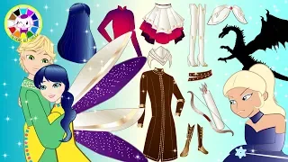 Paper Dolls Ladybug and Cat Noir pretend Play Costumes for Frozen Cartoons & Crafts