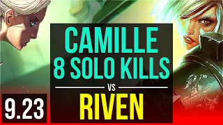 CAMILLE vs RIVEN (TOP) | 4 early solo kills, 8 solo kills, KDA 16/3/8 | EUW Challenger | v9.23
