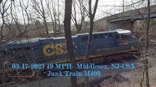 [4K] Middlesex, NJ CSX Train #M409 Junk Train- 49MPH- 480 Axles