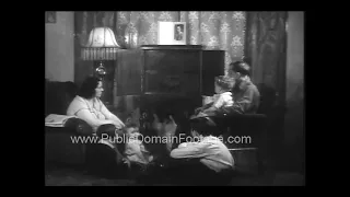 American family listening to radio FDR Fireside Chats 1930s archival footage