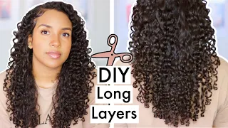 How I Cut & Layer My Curly Hair At Home | DIY Long Layers Haircut for Curly Hair