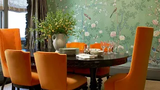 Inside Classic Home Interior Full Decorated With Silk Wallpaper
