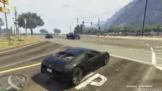 GTA V: Driving 415 kmh with Realistic Physics (Bugatti Veyron, Realistic Driving mod)