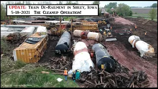 Drone Vid of the Train Derailment in Sibley IA, 5-16-21. Fire still burning 5-17, & Repair, 5-18.