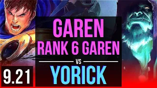 GAREN vs YORICK (TOP) (DEFEAT) | Rank 6 Garen, KDA 8/2/4 | NA Grandmaster | v9.21