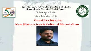 New Historicism/ Cultural Materialism Lecture | Dr Manu Mangattu | National Digital Library of India