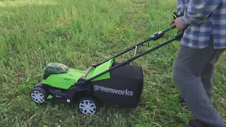 Тест аккумуляторных и электрической газонокосилок Greenworks 24V, 40V, 48V и 220V журналистами