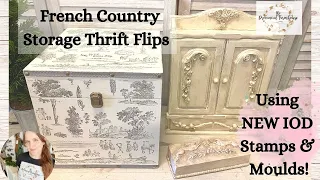 French Country Storage Thrift Flips using NEW IOD Summer Release Stamps & Moulds | Trash to Treasure