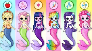 MLP Twilight Sparkle & Friends Become The Little Mermaid | DIYs Paper Doll & Craft
