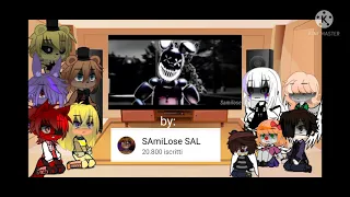 fnaf 1+puppet and Afton family-william react to: 6up 5oh cop-out