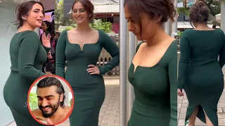 Arjun Kapoor Girlfriend Kusha Kapila Looks So Gorgeous In Dark Green Dress Spotted T-Series Office