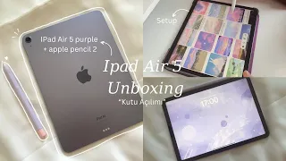 Ipad air 5 (purple) unboxing 📦+ Apple Pencil 2 ~ asmr | kutu açılımı
