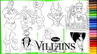 Disney Villain Compilation MALEFICENT JAFAR URSULA GASTON EVIL QUEEN  Coloring Pages for kids