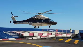 EC 175 approaching platform alpha, Monaco heliport. Monacair