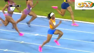 Marie-Josée Ta Lou Battles Krystal Sloley, Tia Clayton -Women's 100M    Jamaica Athletic Inv.