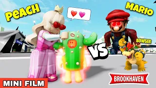 CACTUS VS PEACH VS MARIO VS BOWSER ... (MINI FILM) ! BROOKHAVEN - ROBLOX