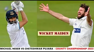 Michael Neser Wicket Maiden Over Against Cheteshwar Pujara in County Championship 2023