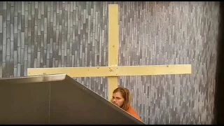 Jesus crashed his Cross through the Roof on the Escalator.