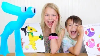 3 Marker Challenge with Cyan Rainbow Friends 2 in Real Life!