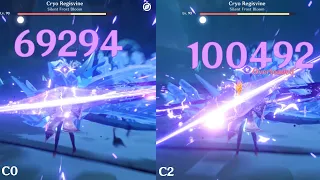 C0 & C2 Raiden Shogun Damage comparison (with and without food buffs)